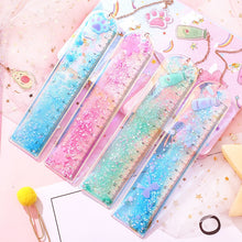 Load image into Gallery viewer, 1 pcs/lot Oil flow sand bookmark rulers Kawaii laser girl drawing template lace Sewing Ruler stationery office school
