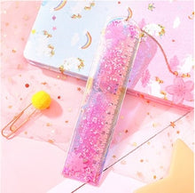 Load image into Gallery viewer, 1 pcs/lot Oil flow sand bookmark rulers Kawaii laser girl drawing template lace Sewing Ruler stationery office school