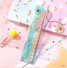 Load image into Gallery viewer, 1 pcs/lot Oil flow sand bookmark rulers Kawaii laser girl drawing template lace Sewing Ruler stationery office school