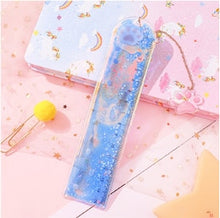 Load image into Gallery viewer, 1 pcs/lot Oil flow sand bookmark rulers Kawaii laser girl drawing template lace Sewing Ruler stationery office school