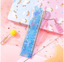 Load image into Gallery viewer, 1 pcs/lot Oil flow sand bookmark rulers Kawaii laser girl drawing template lace Sewing Ruler stationery office school